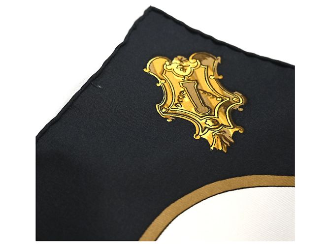 Hermès Foulard Hermes Carre 90 LES CLES da donna Nero Bianco Multicolore D'oro - vista 5