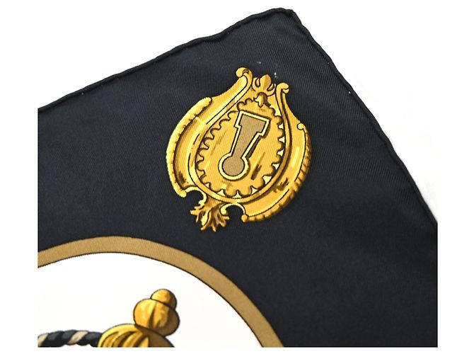 Hermès Foulard Hermes Carre 90 LES CLES da donna Nero Bianco Multicolore D'oro - vista 6