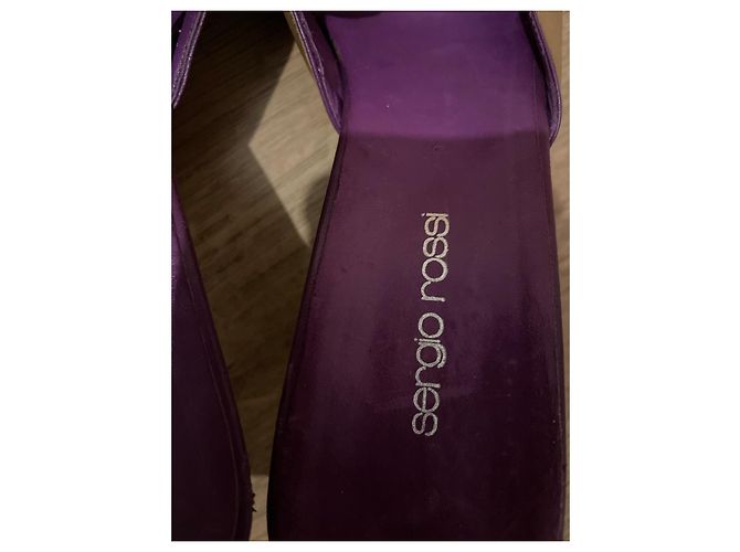 Sergio Rossi Mules in pelle viola e tan Marrone Porpora - vista 2
