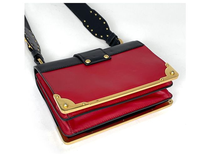 Borsa a tracolla Prada PRADA Cahier in pelle Nero e Rosso - vista 2