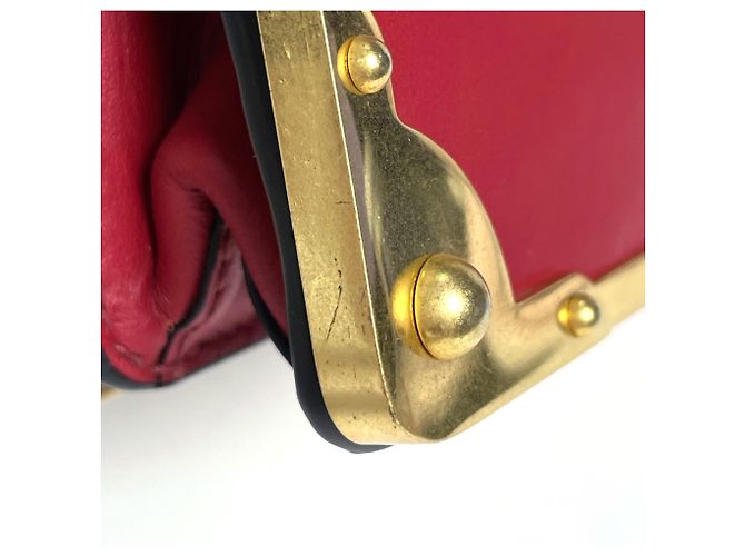 Borsa a tracolla Prada PRADA Cahier in pelle Nero e Rosso - vista 3