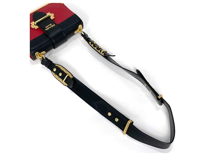 Borsa a tracolla Prada PRADA Cahier in pelle Nero e Rosso - vista 7