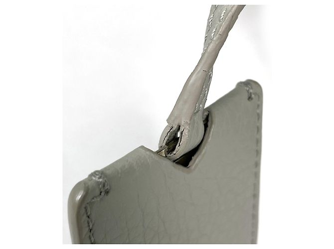 Borsa a tracolla Balenciaga in pelle grigio chiaro - vista 7