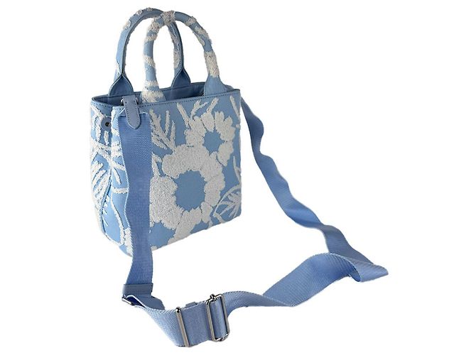 Prada Handtasche/Schultertasche aus Canvas Weiß Blau - Ansicht 11