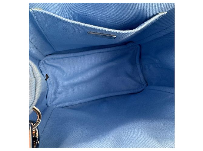Prada Handtasche/Schultertasche aus Canvas Weiß Blau - Ansicht 12