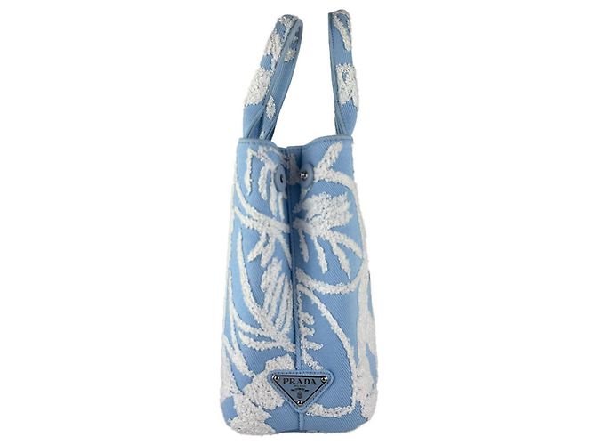 Prada Handtasche/Schultertasche aus Canvas Weiß Blau - Ansicht 2