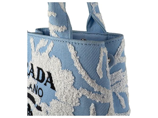 Prada Handtasche/Schultertasche aus Canvas Weiß Blau - Ansicht 5