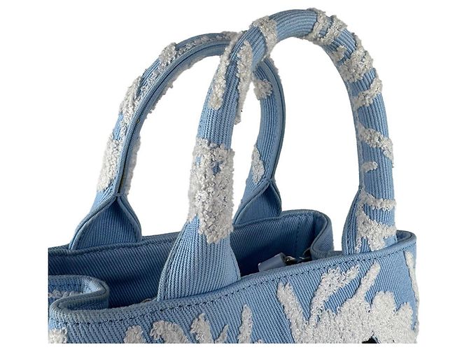 Prada Handtasche/Schultertasche aus Canvas Weiß Blau - Ansicht 9