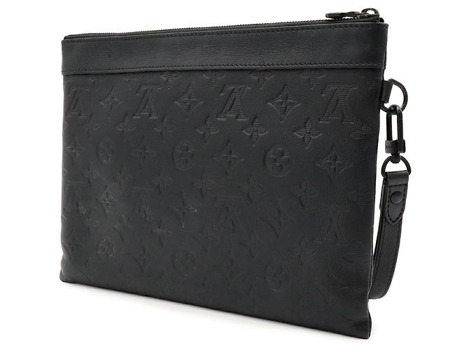 Louis Vuitton Monogram Shadow Pochette To Go Clutch Bag Nero Bianco - vista 3