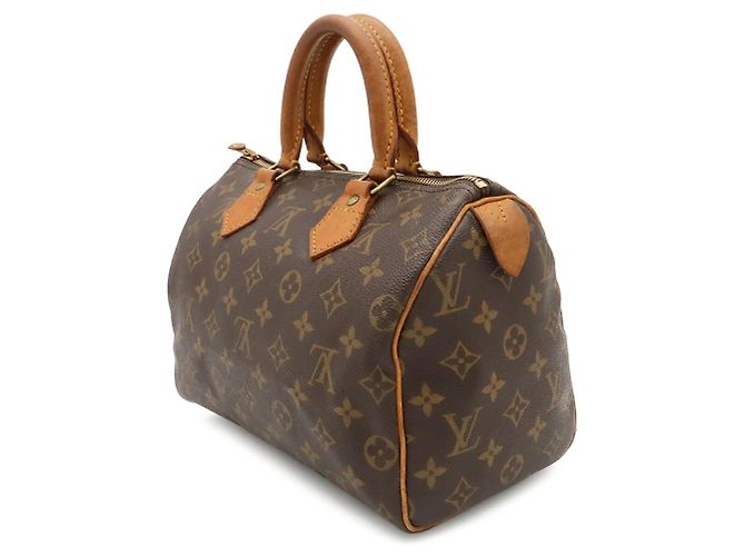 Louis Vuitton Monogram Speedy 25 Handtasche Braun Weiß - Ansicht 3