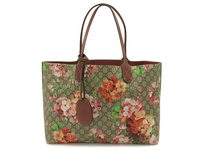 Sac cabas réversible Gucci GG Blooms Supreme Rose Multicolore Beige - vue 2