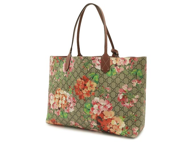 Sac cabas réversible Gucci GG Blooms Supreme Rose Multicolore Beige - vue 3