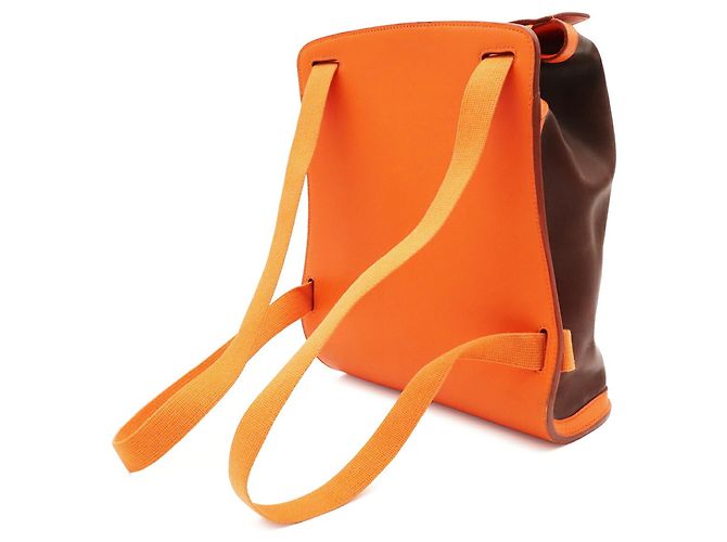 Hermès HERMES Sherpa PM Backpack in Amazonia Leather Brown Orange Yellow Dark brown - view 3