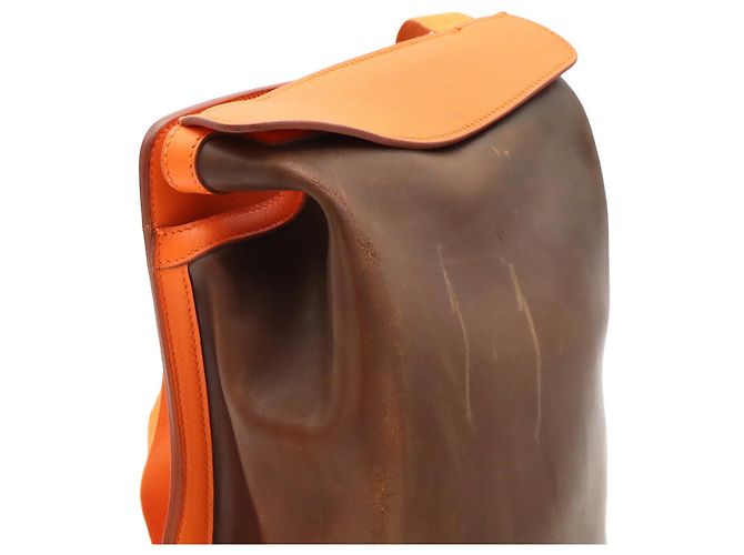 Hermès HERMES Sherpa PM Backpack in Amazonia Leather Brown Orange Yellow Dark brown - view 7
