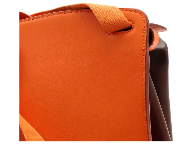 Hermès HERMES Sherpa PM Backpack in Amazonia Leather Brown Orange Yellow Dark brown - view 8