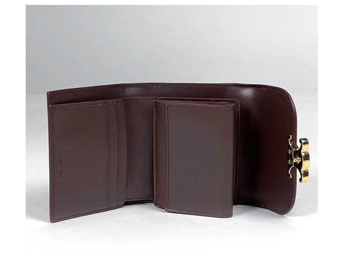 Céline Cartera Triomphe trifold de Celine en cuero marrón Castaño - vista 7