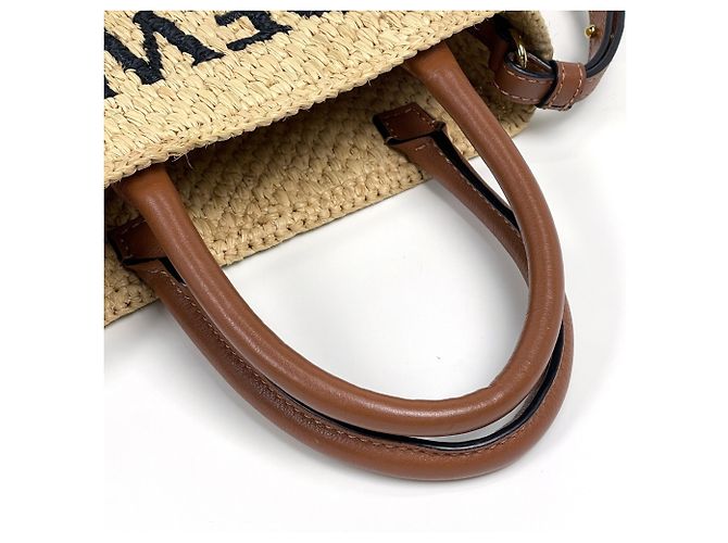 Borsa Tote 2-Way in rafia Loewe Beige - vista 5