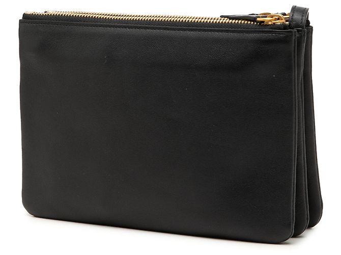 Céline Celine Trio Crossbody Small in Pelle di Agnello Nera Nero - vista 2