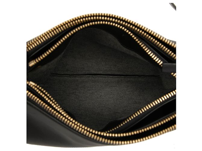 Céline Celine Trio Crossbody Small in Pelle di Agnello Nera Nero - vista 4