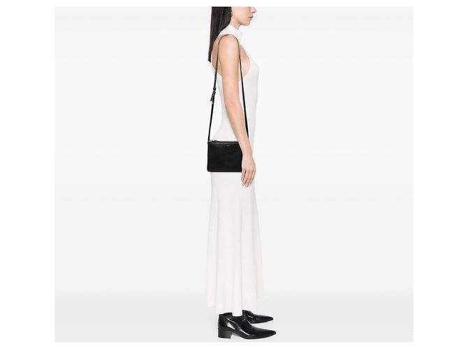 Céline Celine Trio Crossbody Small in Pelle di Agnello Nera Nero - vista 6