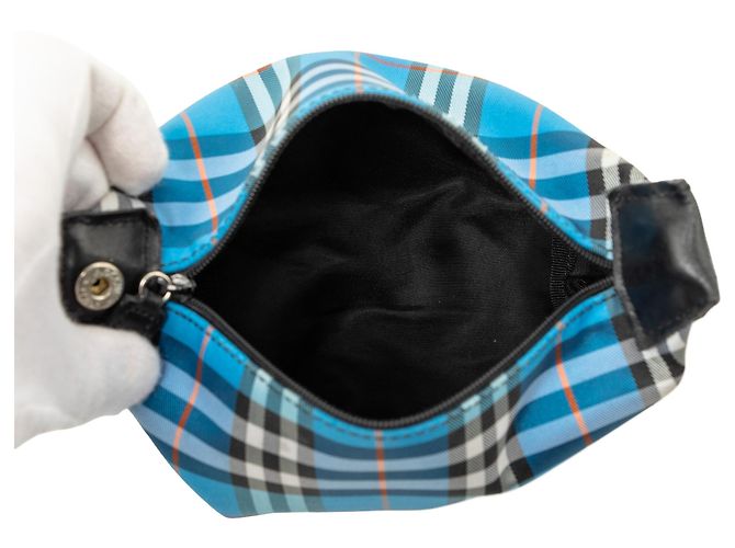Borsa a mano Burberry Blue Mini House Check Canvas - vista 4