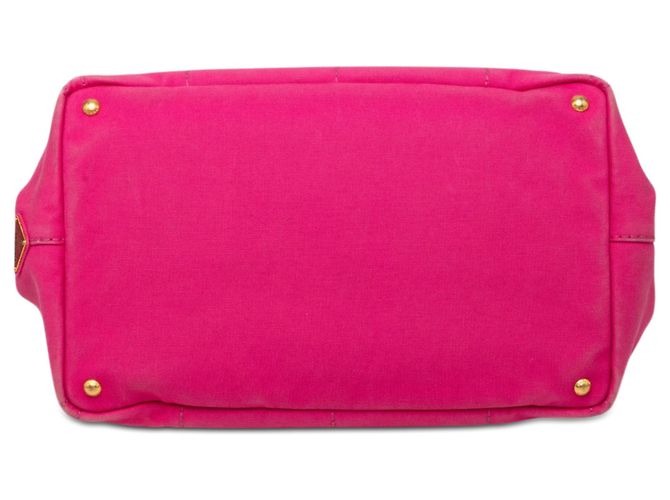 Borsa Tote Prada in tela Canapa rosa con logo - vista 3