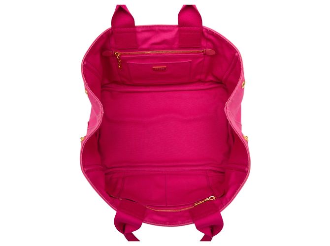 Borsa Tote Prada in tela Canapa rosa con logo - vista 4