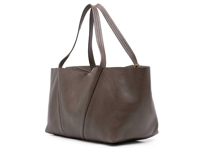 Tote Chloé Spin East West em couro de bezerro granulado cinza Marrom Cinza antracite - vista 2