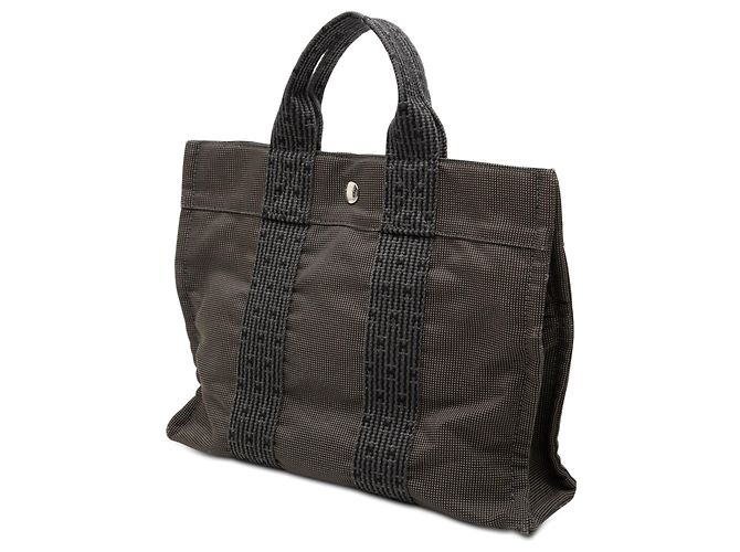 Hermès Gray Canvas Herline PM Marrom - vista 2