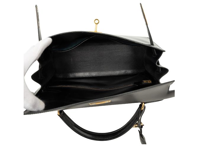 Hermès Black Box Calf Kelly Sellier 32 Nero - vista 4