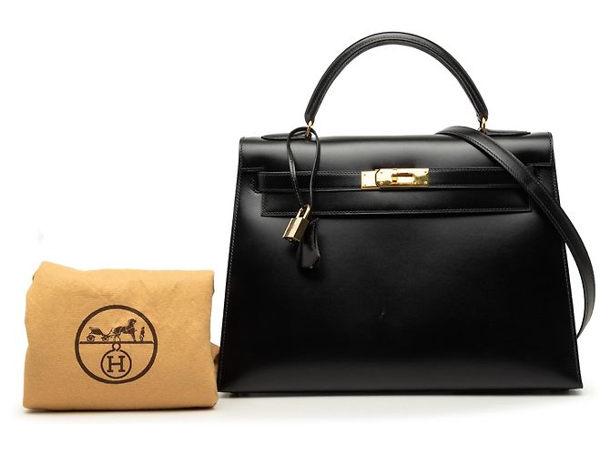 Hermès Black Box Calf Kelly Sellier 32 Nero - vista 7
