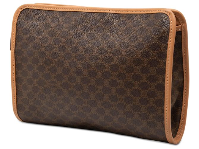Céline Clutch Celine Brown Macadam Coated Canvas Marrone - vista 2