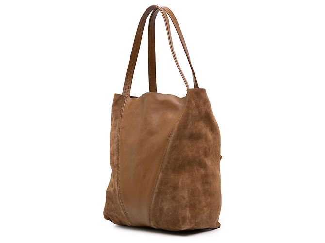 mala Spin Tote Chloé em camurça castanha e couro de búfalo grão Marrom Caqui - vista 2