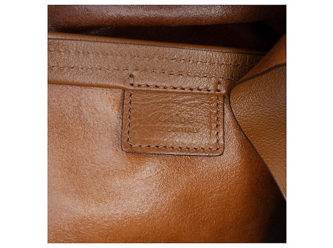 mala Spin Tote Chloé em camurça castanha e couro de búfalo grão Marrom Caqui - vista 5