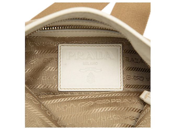 Borsa a tracolla Prada Beige Canvas Canapa Logo - vista 5