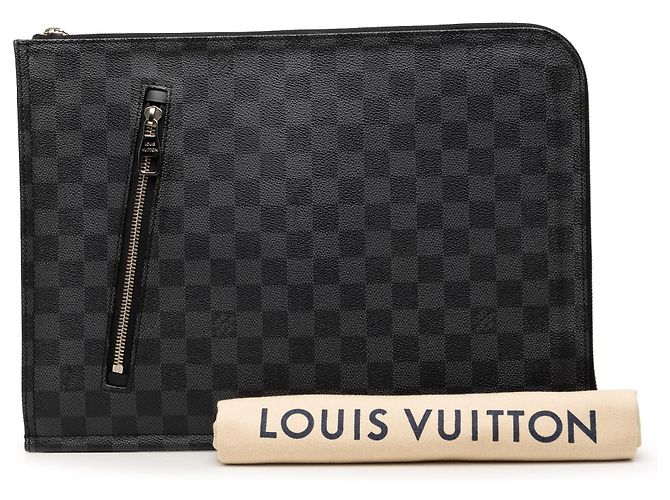 Louis Vuitton Black Damier Graphite Poche Documents Portfolio Negro - vista 7