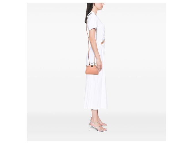 Borsa Satchel Peekaboo in pelle micro rosa Fendi - vista 6