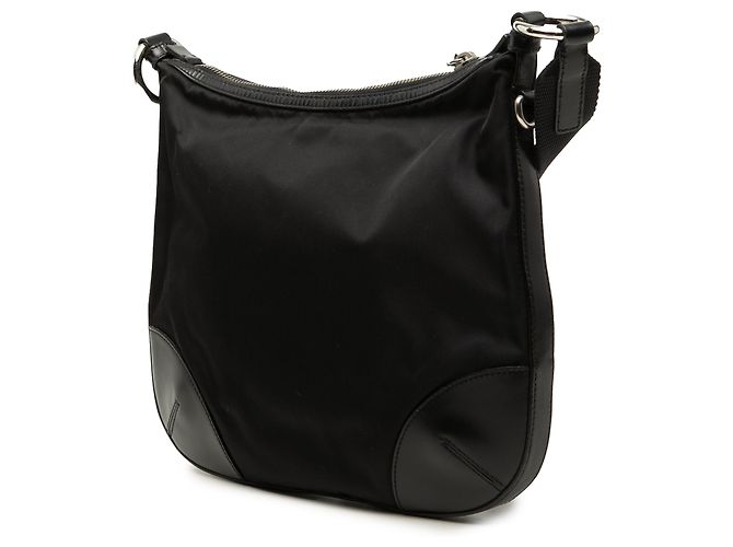 Borsa a tracolla Prada in Tessuto con rifiniture in pelle nera e chiusura a zip Nero - vista 2