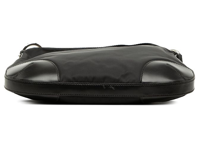 Borsa a tracolla Prada in Tessuto con rifiniture in pelle nera e chiusura a zip Nero - vista 3
