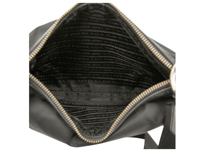 Borsa a tracolla Prada in Tessuto con rifiniture in pelle nera e chiusura a zip Nero - vista 4