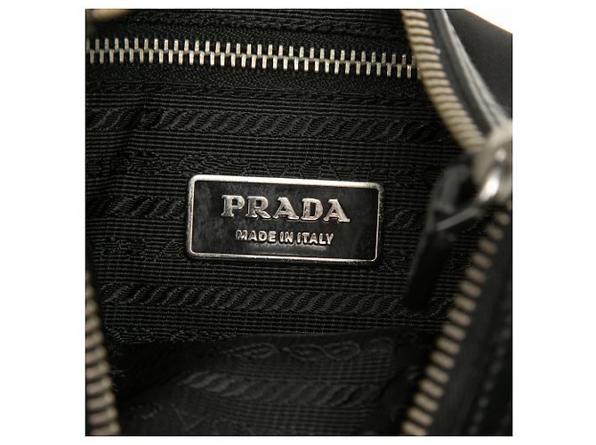 Borsa a tracolla Prada in Tessuto con rifiniture in pelle nera e chiusura a zip Nero - vista 5