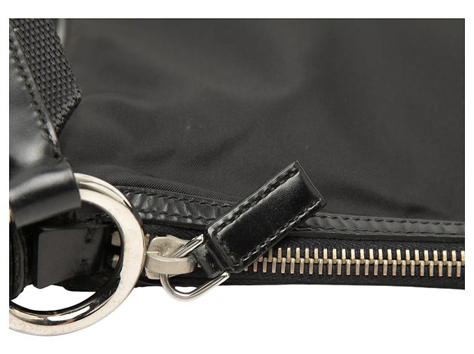 Borsa a tracolla Prada in Tessuto con rifiniture in pelle nera e chiusura a zip Nero - vista 6