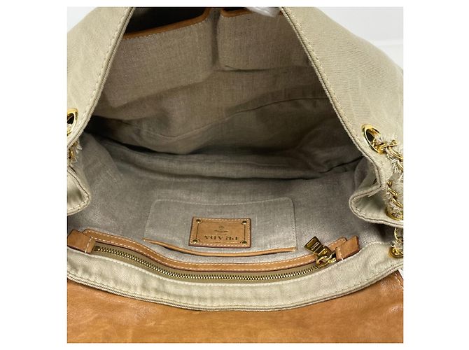 Prada Schultertasche aus Canvas Beige - Ansicht 7