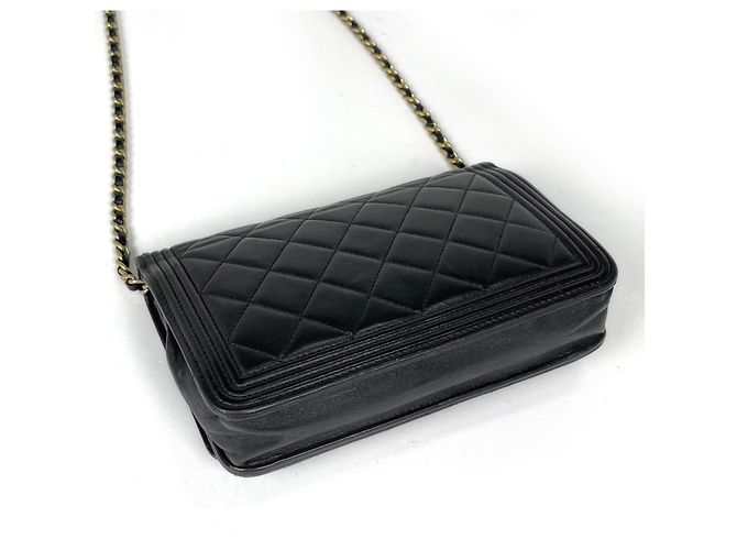 Borsa a tracolla portafoglio con catena Chanel Boy Nero - vista 2