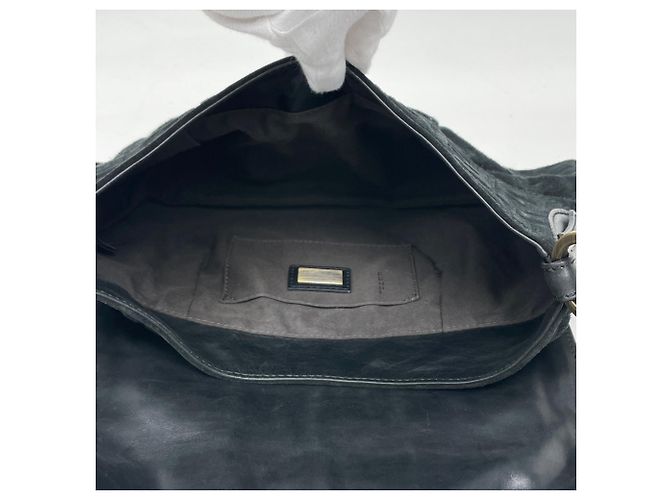 Borsa a tracolla in camoscio Fendi Zucca Pattern Nero - vista 10