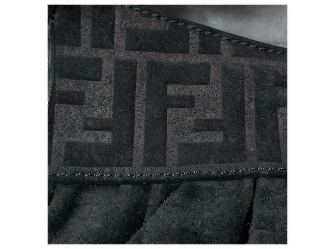 Borsa a tracolla in camoscio Fendi Zucca Pattern Nero - vista 5