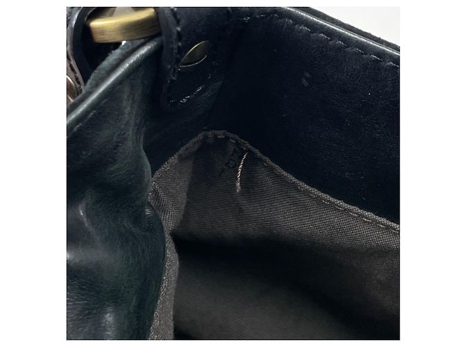 Borsa a tracolla in camoscio Fendi Zucca Pattern Nero - vista 9