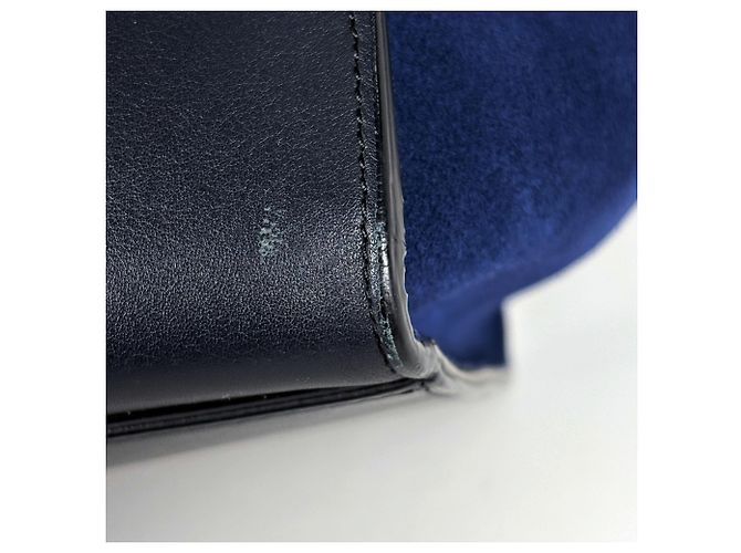 Céline Celine Trapeze Lederhandtasche Two-Way Blau Marineblau - Ansicht 3