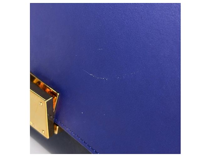 Céline Celine Trapeze Lederhandtasche Two-Way Blau Marineblau - Ansicht 4
