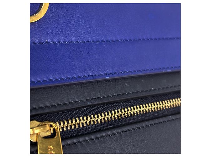 Céline Celine Trapeze Lederhandtasche Two-Way Blau Marineblau - Ansicht 5